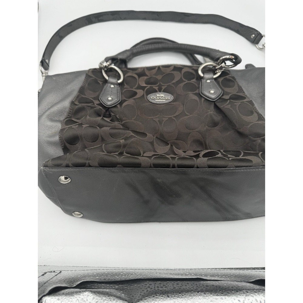Coach Colette Carry Satchel Handbag Signature Black Bag Zipper Fair Con PT2